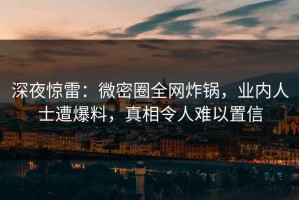 深夜惊雷：微密圈全网炸锅，业内人士遭爆料，真相令人难以置信
