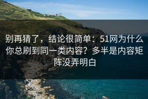 别再猜了，结论很简单：51网为什么你总刷到同一类内容？多半是内容矩阵没弄明白
