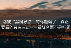 别被“黑料导航”的标题骗了：真正要看的只有三点——看域名而不是标题