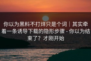 你以为黑料不打烊只是个词｜其实牵着一条诱导下载的隐形步骤 - 你以为结束了？才刚开始