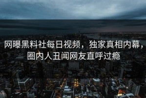网曝黑料社每日视频，独家真相内幕，圈内人丑闻网友直呼过瘾