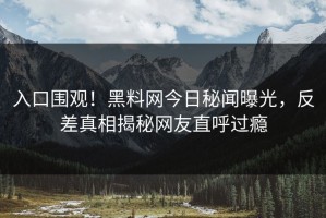 入口围观！黑料网今日秘闻曝光，反差真相揭秘网友直呼过瘾