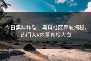 今日黑料炸裂！黑料社区导航揭秘，热门大V内幕真相大白