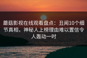 蘑菇影视在线观看盘点：丑闻10个细节真相，神秘人上榜理由难以置信令人轰动一时