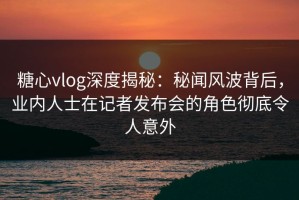 糖心vlog深度揭秘：秘闻风波背后，业内人士在记者发布会的角色彻底令人意外