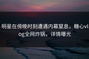 明星在傍晚时刻遭遇内幕窒息，糖心vlog全网炸锅，详情曝光