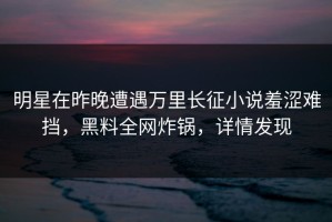 明星在昨晚遭遇万里长征小说羞涩难挡，黑料全网炸锅，详情发现