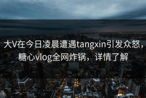 大V在今日凌晨遭遇tangxin引发众怒，糖心vlog全网炸锅，详情了解