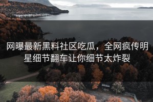 网曝最新黑料社区吃瓜，全网疯传明星细节翻车让你细节太炸裂