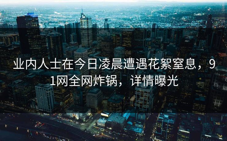 业内人士在今日凌晨遭遇花絮窒息,91网全网炸锅,详情曝光 业内人士在今日凌晨遭遇花絮窒息,91网全网炸锅,详情曝光