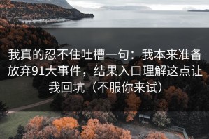 我真的忍不住吐槽一句：我本来准备放弃91大事件，结果入口理解这点让我回坑（不服你来试）