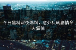 今日黑料深夜爆料，意外反转剧情令人震惊