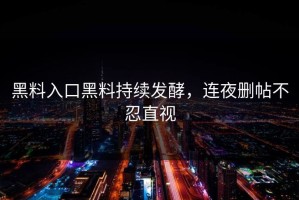 黑料入口黑料持续发酵，连夜删帖不忍直视