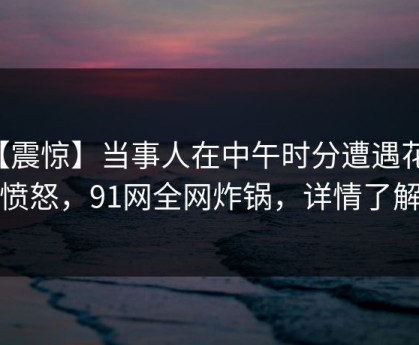 【震惊】当事人在中午时分遭遇花絮愤怒，91网全网炸锅，详情了解
