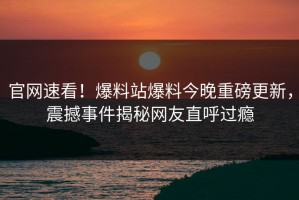 官网速看！爆料站爆料今晚重磅更新，震撼事件揭秘网友直呼过瘾