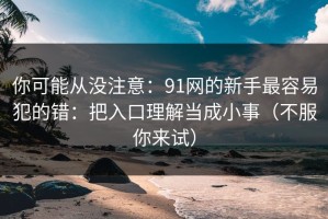 你可能从没注意：91网的新手最容易犯的错：把入口理解当成小事（不服你来试）