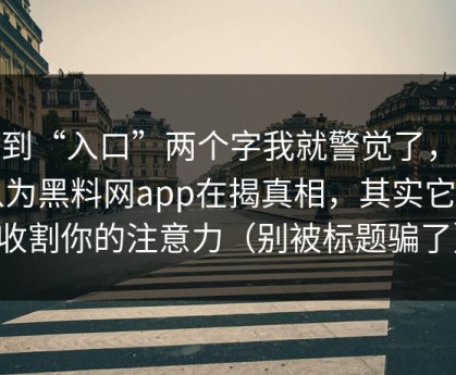 看到“入口”两个字我就警觉了，你以为黑料网app在揭真相，其实它在收割你的注意力（别被标题骗了）