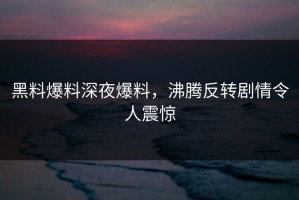 黑料爆料深夜爆料，沸腾反转剧情令人震惊