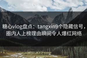 糖心vlog盘点：tangxin9个隐藏信号，圈内人上榜理由瞬间令人爆红网络