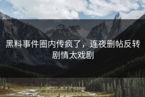 黑料事件圈内传疯了，连夜删帖反转剧情太戏剧
