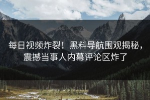 每日视频炸裂！黑料导航围观揭秘，震撼当事人内幕评论区炸了