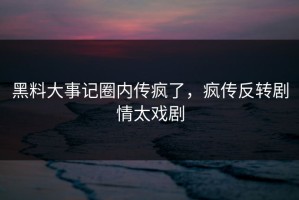 黑料大事记圈内传疯了，疯传反转剧情太戏剧