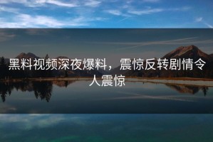 黑料视频深夜爆料，震惊反转剧情令人震惊