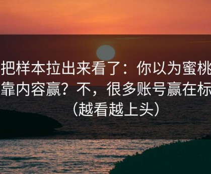 我把样本拉出来看了：你以为蜜桃导航靠内容赢？不，很多账号赢在标题（越看越上头）