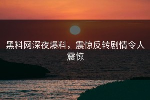黑料网深夜爆料，震惊反转剧情令人震惊