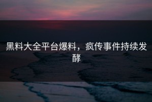黑料大全平台爆料，疯传事件持续发酵