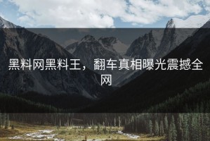 黑料网黑料王，翻车真相曝光震撼全网