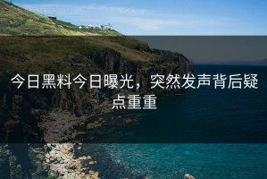 今日黑料今日曝光，突然发声背后疑点重重