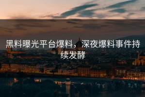 黑料曝光平台爆料，深夜爆料事件持续发酵