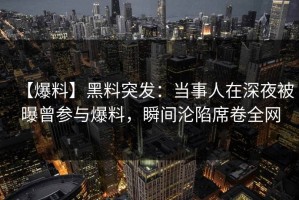 【爆料】黑料突发：当事人在深夜被曝曾参与爆料，瞬间沦陷席卷全网