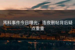黑料事件今日曝光，连夜删帖背后疑点重重