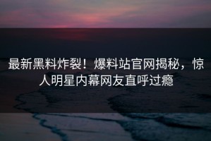 最新黑料炸裂！爆料站官网揭秘，惊人明星内幕网友直呼过瘾