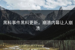 黑料事件黑料更新，崩溃内幕让人崩溃