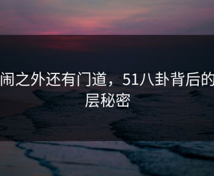 热闹之外还有门道，51八卦背后的深层秘密
