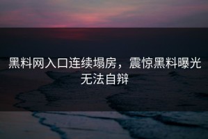 黑料网入口连续塌房，震惊黑料曝光无法自辩