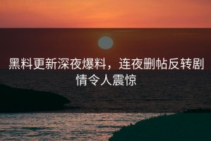 黑料更新深夜爆料，连夜删帖反转剧情令人震惊