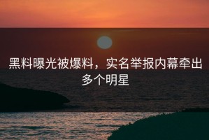 黑料曝光被爆料，实名举报内幕牵出多个明星