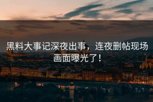 黑料大事记深夜出事，连夜删帖现场画面曝光了！
