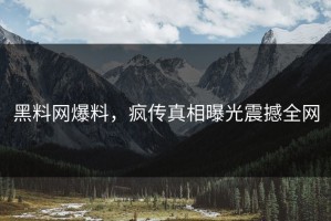 黑料网爆料，疯传真相曝光震撼全网