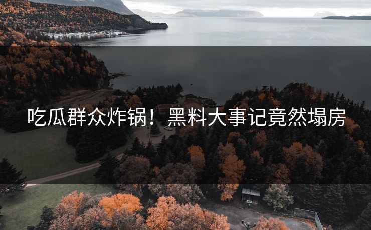 吃瓜群众炸锅！黑料大事记竟然塌房