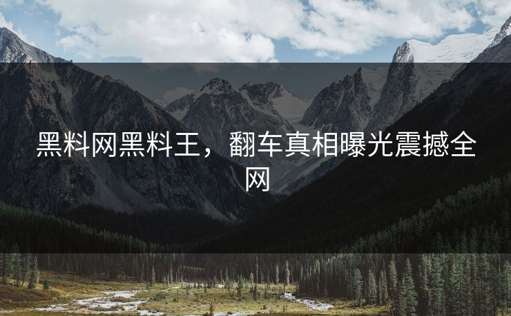 黑料网黑料王，翻车真相曝光震撼全网