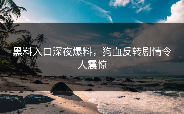 黑料入口深夜爆料，狗血反转剧情令人震惊