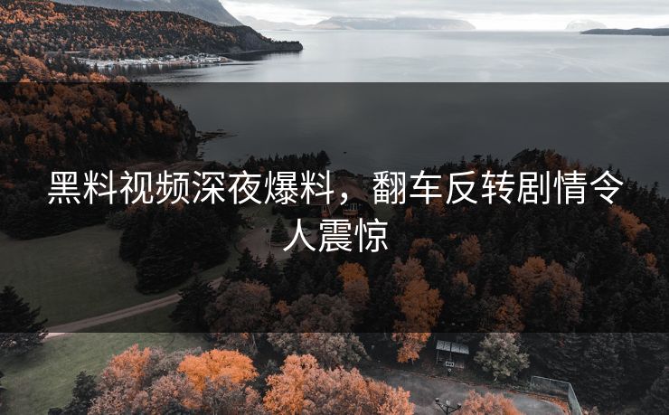 黑料视频深夜爆料，翻车反转剧情令人震惊