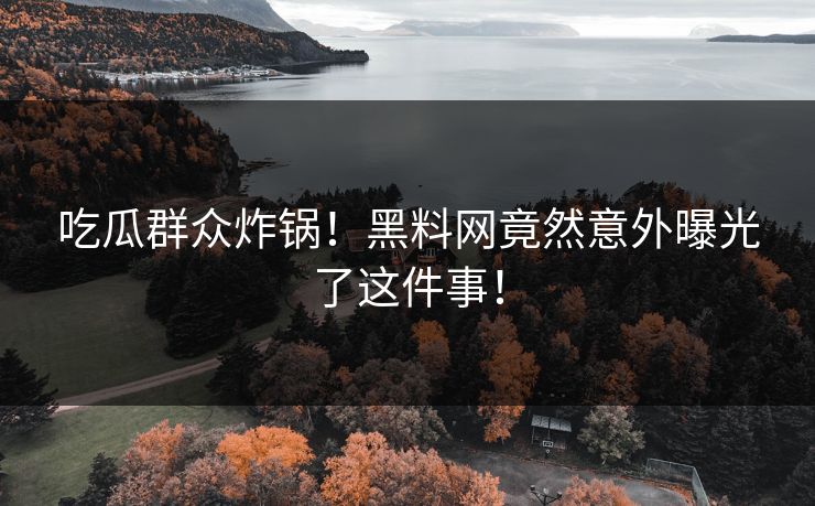 吃瓜群众炸锅！黑料网竟然意外曝光了这件事！