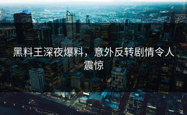 黑料王深夜爆料，意外反转剧情令人震惊