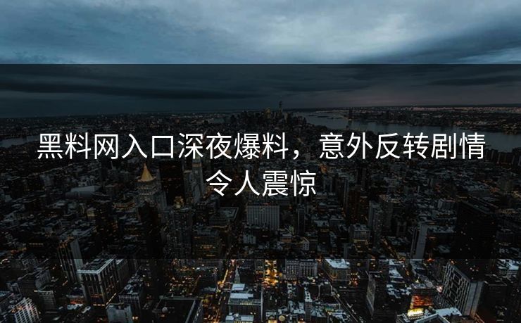 黑料网入口深夜爆料，意外反转剧情令人震惊